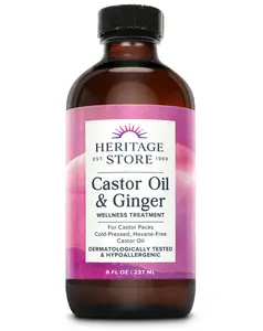 Heritage Store Castor Oil & Ginger Body Care Soothing Oil, US Single Item Bath & Body Massage Solution