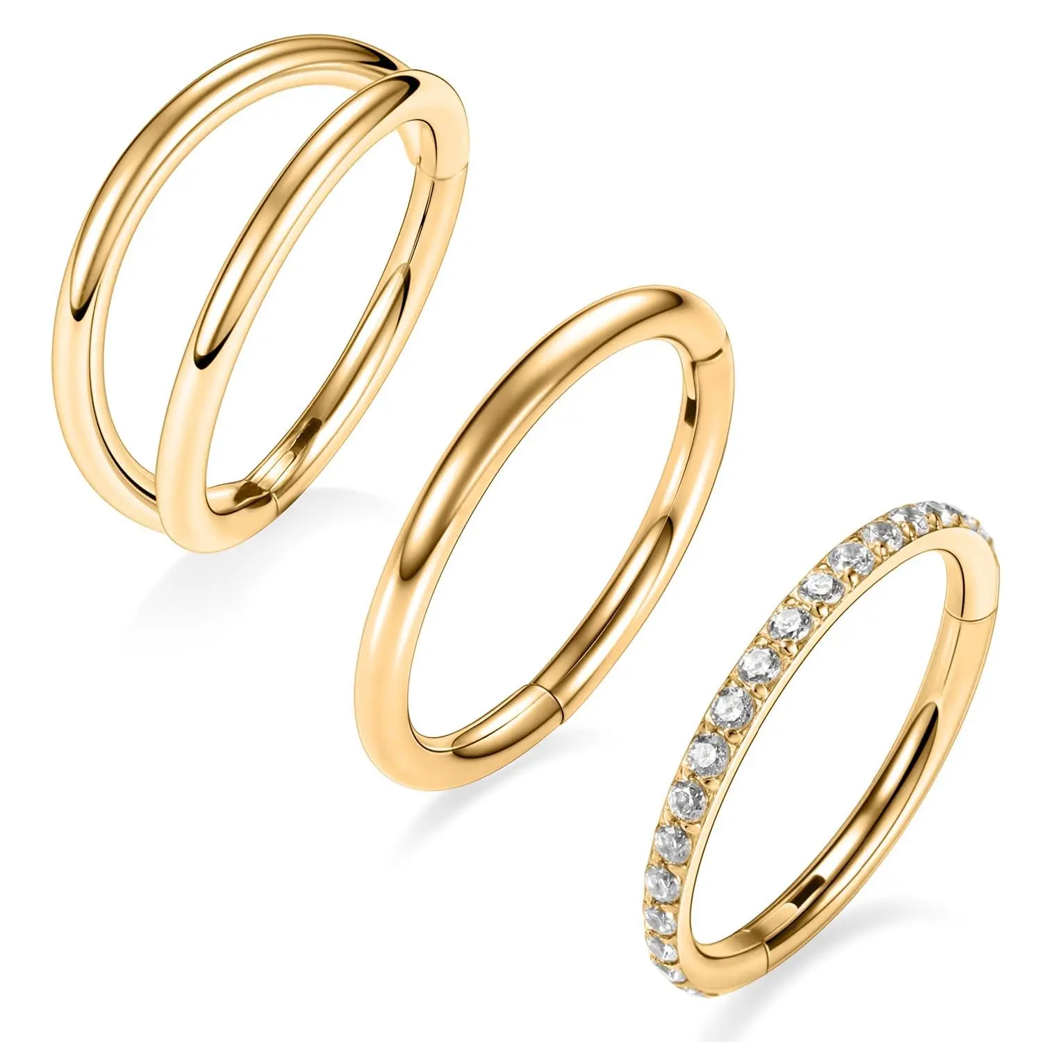 Style 2-Gold Double&Clear CZ