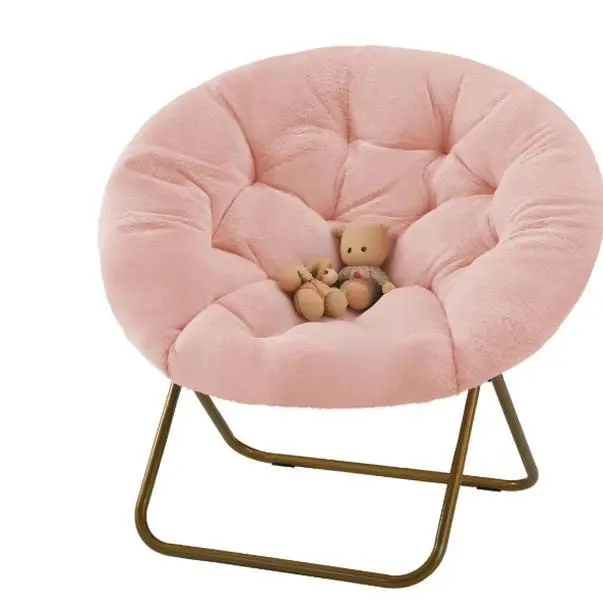 GIANNA Faux Fur Folding Saucer Chair, Comfy Lounge Chairs for Bedroom Living Room Flexible Folding Seating