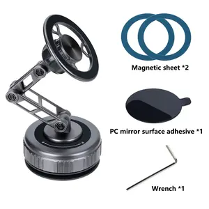 Phone Holder for Car Magnetic Mount - Strong Vacuum Suction Cup, 360° Adjustable & Foldable, Universal for All Smartphones on Dashboard, Windshield & Mirrors