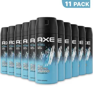 AXE Ice Chill Deodorant Body Spray 11 Pack (150ml/5.08oz) - Iced Mint and Lemon 48-Hour Fragrance Protection
