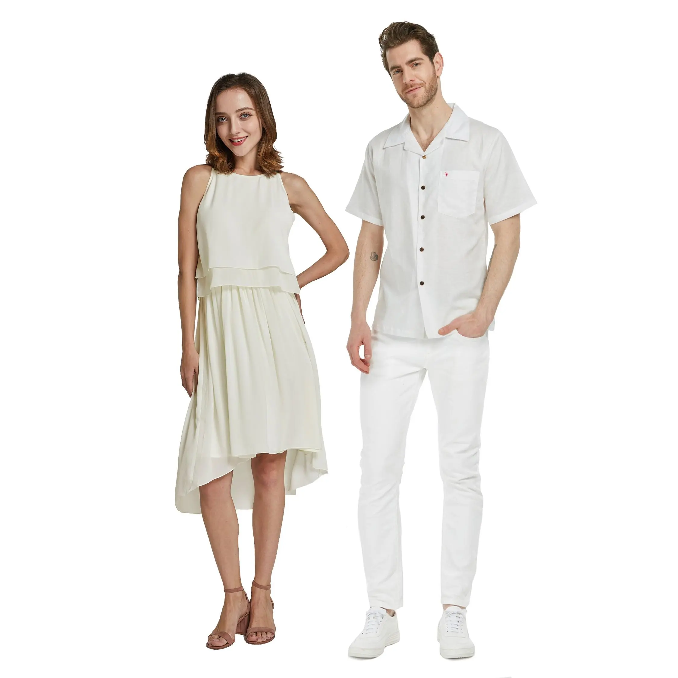 Couple Groomsman Bridesmaid Matching Set in Ivory Cream