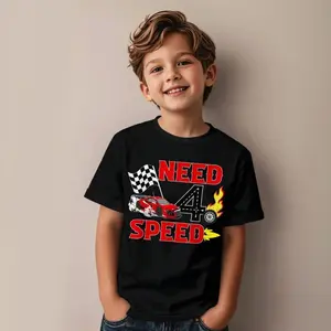 Need 4-Speed Racing Car 4th Birthday Party Decoration With Novel And Fantastic Graphic Children's T-Shirt, Casual Children's T-Shirt, Fashionable And Cool Top T-Shirt