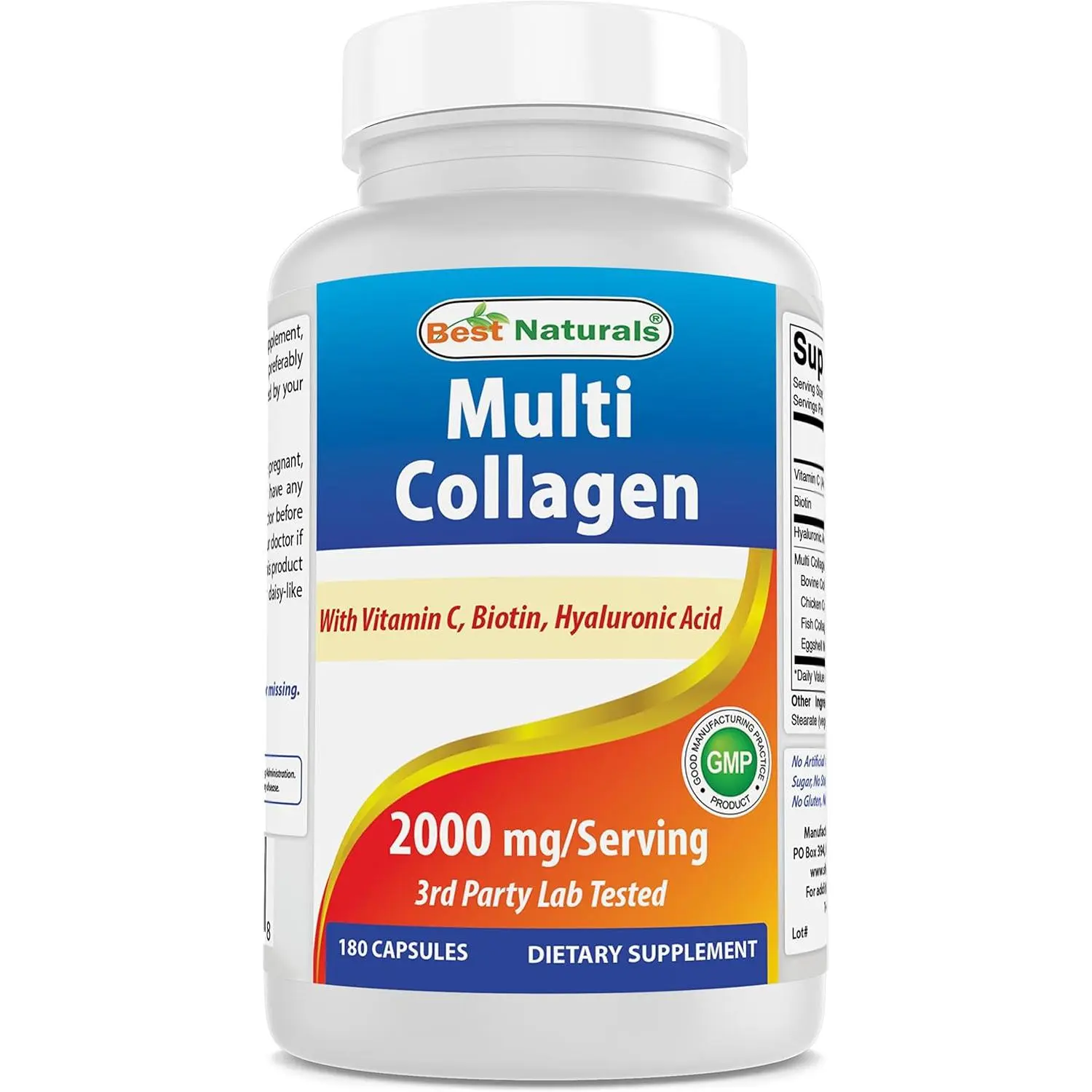 Best Naturals Multi Collagen Supplement Pills, 2000mg for Women & Men - Hydrolyzed Collagen Peptides Capsules with Types I, II, III, V, X, Biotin, Hyaluronic Acid & Vitamin C for Hair, Skin & Nails