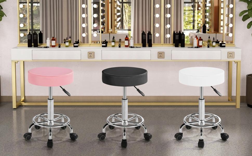 Yaheetech Salon & Spa Stool Adjustable Salon Chair 360° Swivel Stools with Wheels for Medical/ Tattoo/ Dental/ Facial/ Massage/ Spa/ Drafting