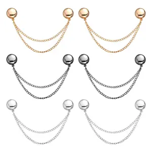 patches 6pcs Magnet Clothing Pins Metal Magnetic Clips with Chain for Hijab Hem Long Pants Sleeves Strong Magnet Pin Adjustable T-Shirt Hem Fixing Kit Fashion Accessory Silver Golden Black Drop Set Pins