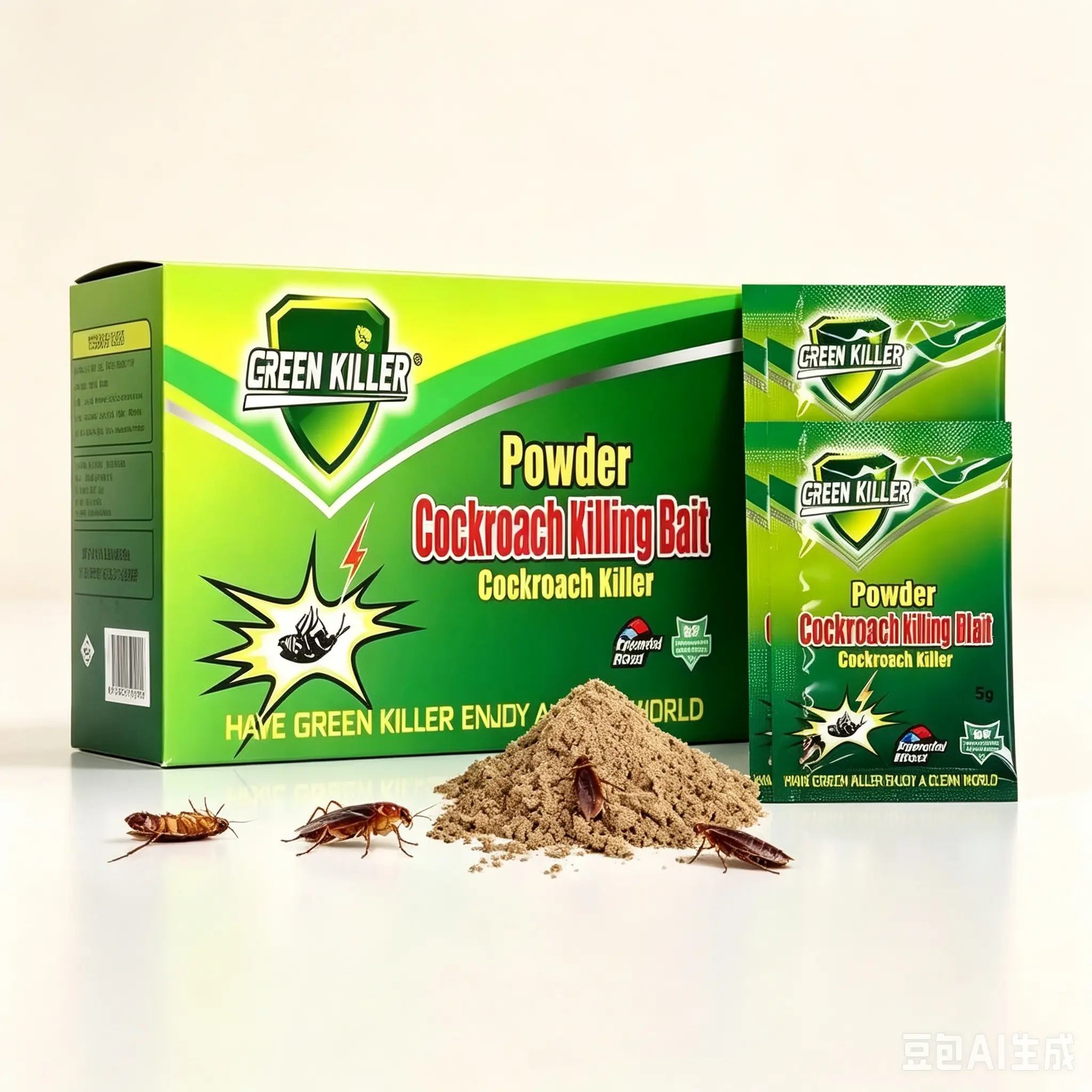 50 packets of high-efficiency cockroach bait powder, a fast-acting indoor cockroach killer—completely eliminates cockroach nests and colonies, suitable for kitchens and enclosed spaces.