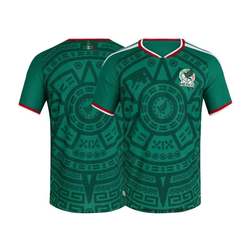 2025-26 FIFA World Cup Mexico Home Kit Fan Edition Green Short-Sleeve Breathable Quick-Dry Soccer Jersey