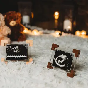 Modern Ultrasound Picture Frame Clear Acrylic Handmade for Baby Sonogram 3x4 Inch Perfect for Pregnancy Announcement & Gender Reveal Gift