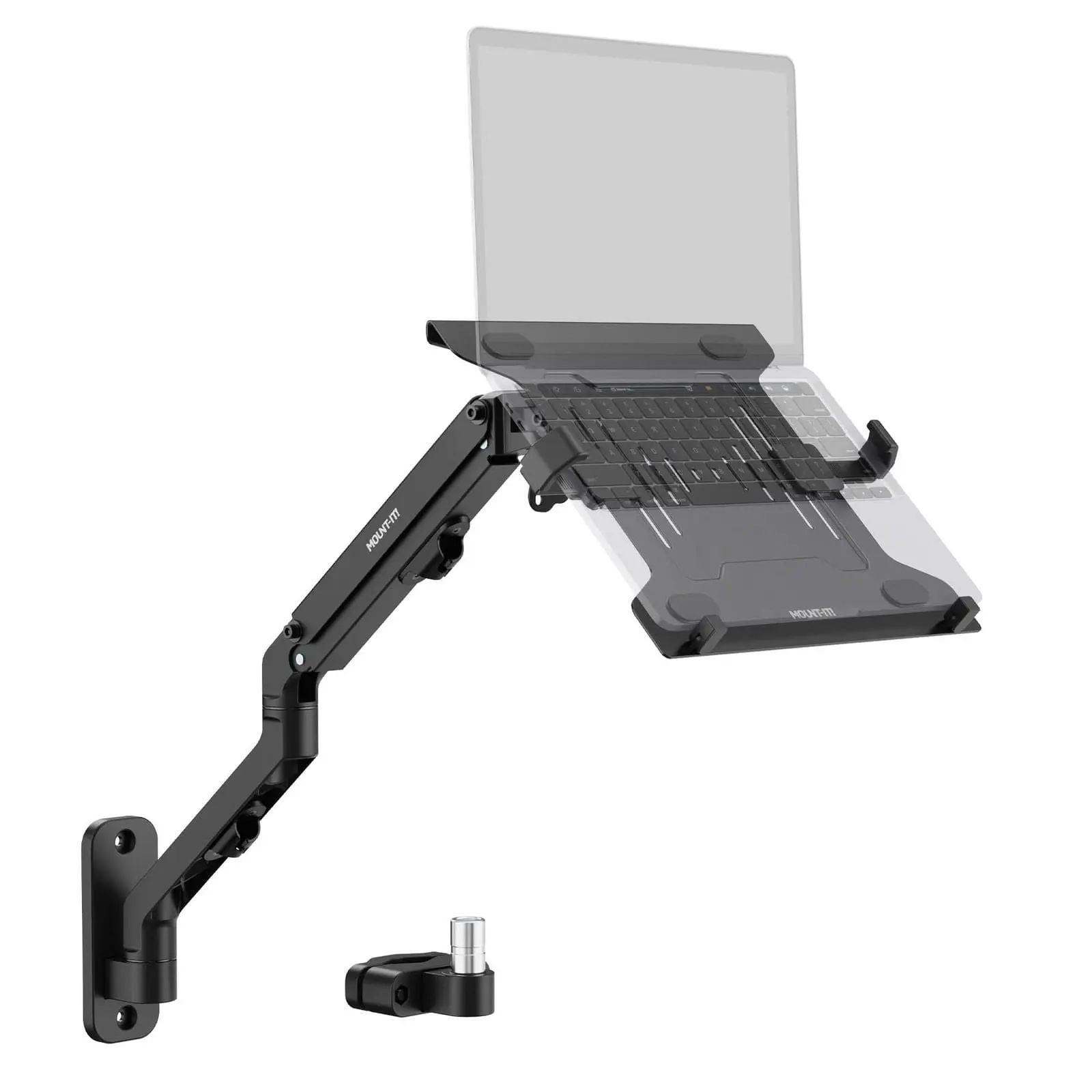 Mount-It! Adjustable Laptop Stand, Counterbalance Laptop Arm for Wall & Pole Mounting, VESA Compatible, 15.4 lb Capacity, Swivel-Tilt & Extend, MI-1765LT Monitor Riser