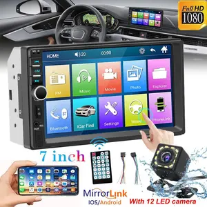 Dual Din Car Audio, 7 Inch Car Radio - Bluetooth Car Audio with HD Touch Screen, Steering Remote EQ and TF Card Input