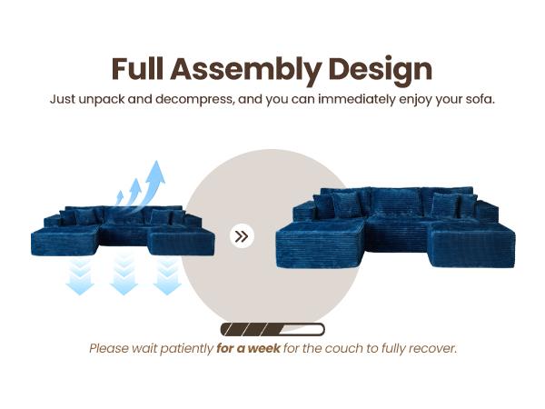 [Huge Bonus Gift] OOSWIFT L/U Shaped Cloud Modular Sofa – Ultra-Plush Corduroy, Deep Seat Comfort, Boneless Sectional Couch with Ottoman & Chaise, No Assembly, Living Room Upgrade