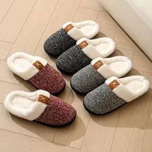 Super Soft Indoor Slippers Retro Warm Easy to Clean Cotton Slippers with Furry Opening for Whole Family Guaranteed Warmth or Money Back watelves woman knitted uggs Fluffy Modern Sleeper