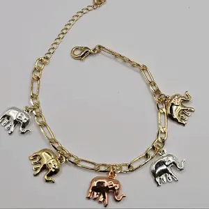 bracelet with elephants charms Gold-plated