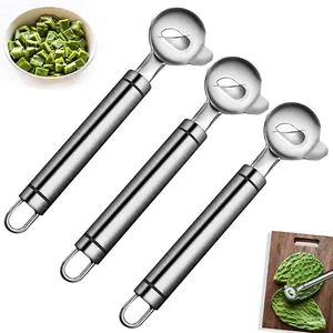 [Kitchen Tool Set]3pcs Stainless Steel Kitchen Tool Set - Cactus and Rouge Peeler, Multi-Functional Spoon-Shaped Noodle Cutter, Easy-to-Use for Home and Restaurant Use