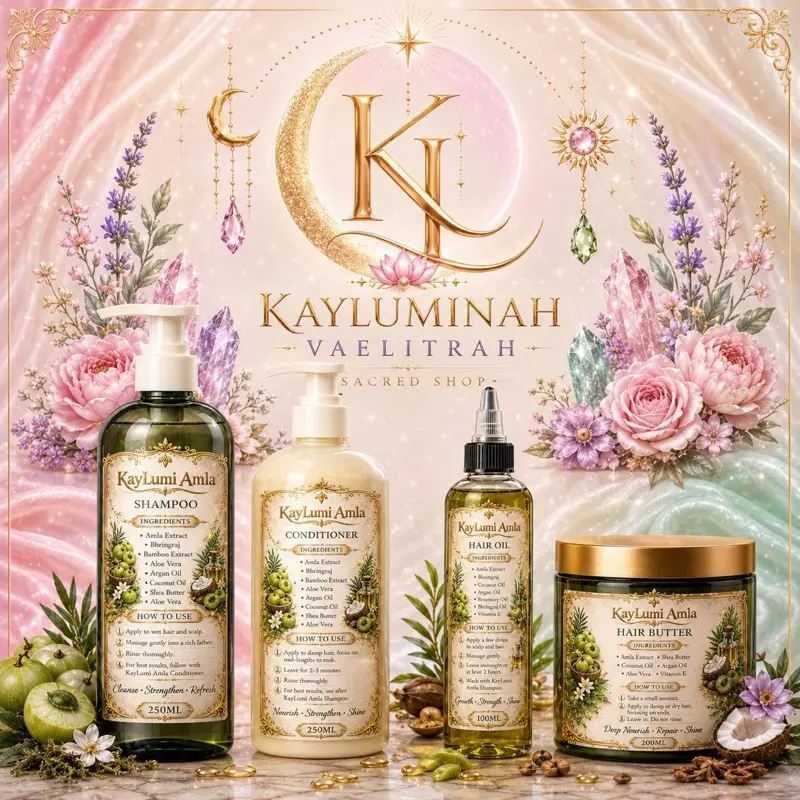 Kaylumi Vital Grow 4-Piece Haircare Set - Hydrating Cleansing Shampoo, Nourishing Conditioner for Natural Curly Hair Styling, Moisturizing Shampoo, Hair Styling Set, Contains Amla, Moisturizer, Cleanser, Hydrate, Hair-Moisturizing