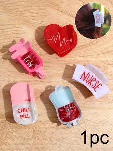 Nurse Theme Hair Clip, Blood Bag Shape with Heartbeat Line, Elegant Matte Finish, Perfect for Women, Nurse Appreciation Gifts