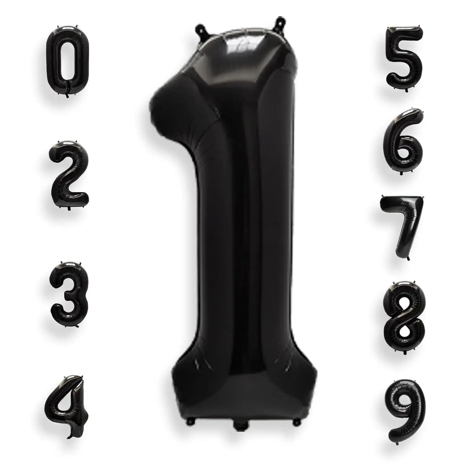 40 Inch Big Black 1 Balloon Number Large Foil Helium Number Balloons 0-9 Jumbo Giant Happy 1St Birthday Party Decorations For Boy Or Girl Huge Mylar Anniversary Party Supplies