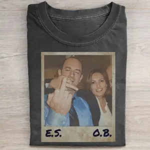 Gildan Men's Fitted Cut Graphic Shortsleeve Tshirt - Retro Law & Order SVU Elliot Stabler & Olivia Benson Crew Neck, Menswear All-Seasons Casual Top