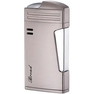 Lighter Jet Butane Refillable Lighters Windproof Lighters with Side Press Ignition Cool Pipe Lighters Gifts for Friend Men (Silver)