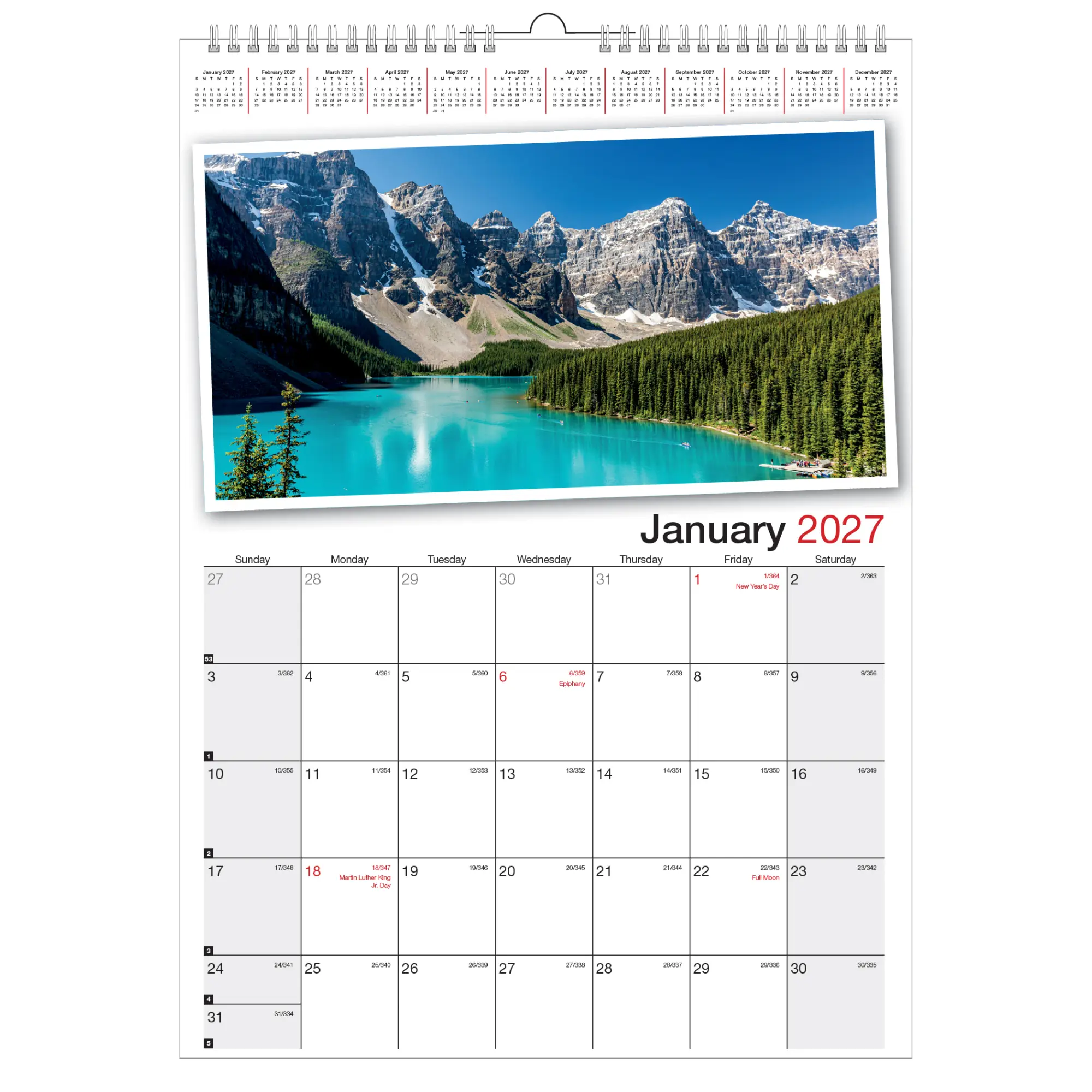2027 Office Depot® Brand Monthly Wall Calendar, 12" x 17", Scenic, January to December