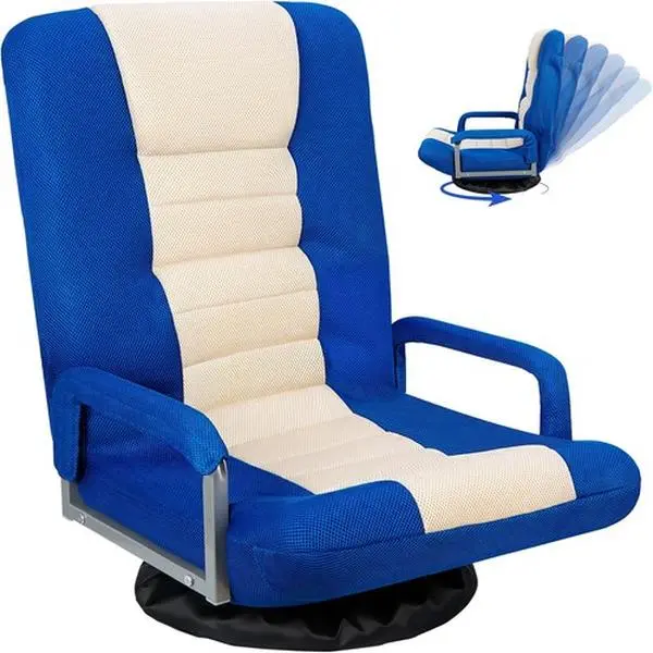 Zeny 360° Swivel Gaming Chair Multipurpose Folding Floor Chair w/Armrest Adjustable