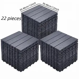 Interlocking outdoor floor tiles, 22-piece pack, size 12 inches × 12 inches - Made of thick polypropylene material, they are sturdy and durable. Suitable for renovation and decoration of porches, balconies, terraces, poolside areas and gardens.