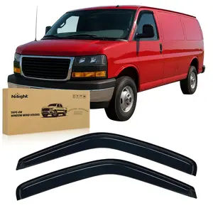 Nilight Acrylic Heat-Bonded Tape-On Side Window Rain Guards - Fog Prevention, Vent Wind Deflectors, Vehicle Accessories for Chevy Express Van 1500 (1996-2014) - 2-Piece Auto Exterior Part