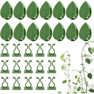 100 Pcs Plant Climbing Wall Fixture Clips Self-Adhesive Hook Vines Traction Clips Invisible Holder Garden Green Leaf Simulation Self-Adhesive Hook Wire Fixing Supporting (Plastics) Garden supplies vegetable outdoor use peony cages cucumber trellis tomato