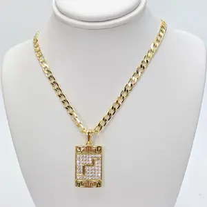 Xuping Fancy Pendant Necklace Set - 20-in Link Design Chain, Metal Coating, Jewelry Accessory, Modern Versatile Costume Fashion Accessories, Modern Versatile Accessories