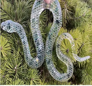 Carved Green Fluorite Snake Crystal Collector Decor for Home and Office Decorations