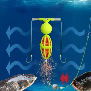 Fishing Dual Hooks with Bait Cage and Bobber Line Set, Anti-Bottom Fishing Bait Holder, European Carp Fishing Gear, Fishing Tackle Kit