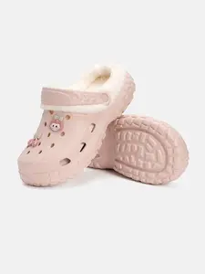 Women's Winter Round Toe Eva Half Slippers, Warm Fleece Lined Indoor Outdoor Fashion Shoes, Casual Fall & Winter Footwear, Fuzzy House Slippers, Ladies Slippers