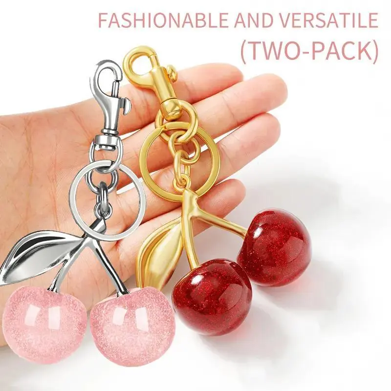 2 Count Cute Cherry Bag Charms Key Chains for Women, Purse & Handbag Accessories, Mother's Day Valentine’s Day anniversary wedding Gift summerwins