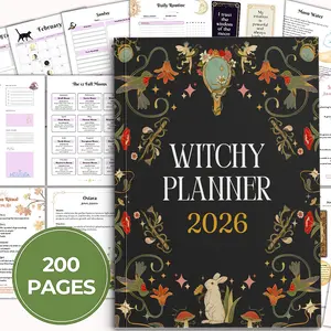 2026 Magic Planner for Witches, Moon Phase & Astrology Layout, Gothic Style Journal, Ritual Reminders, Gratitude Log, Goal Setting