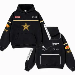 Retro Rockstar Energy Racing Washed Hoodie MotorGP World Champion Enthusiast Apparel Streetwear Racing Team Super Motorsports Clothing Motobike Riders Supermotor Off-Road Dirt Bike Fan Gear Cotton For Motor Fan P9NHW