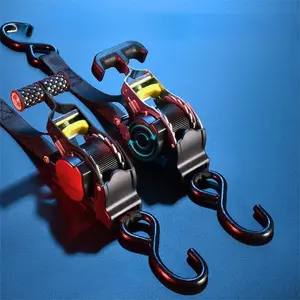 2pcs Adjustable Ratchet Straps, Durable Tie Downs, Self-Constricting Tie Down Straps for Trucks, Trailers, Motorcycles, Cargo Binding
