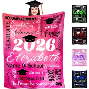 Custom Blanket for 2026 Graduation, Personalized Graduate Throw Blanket for Daughter Son Niece Sister, Customized Graduation Gifts for Him Her University,Ideal Graduation Gift for Friend,Daughter,Son