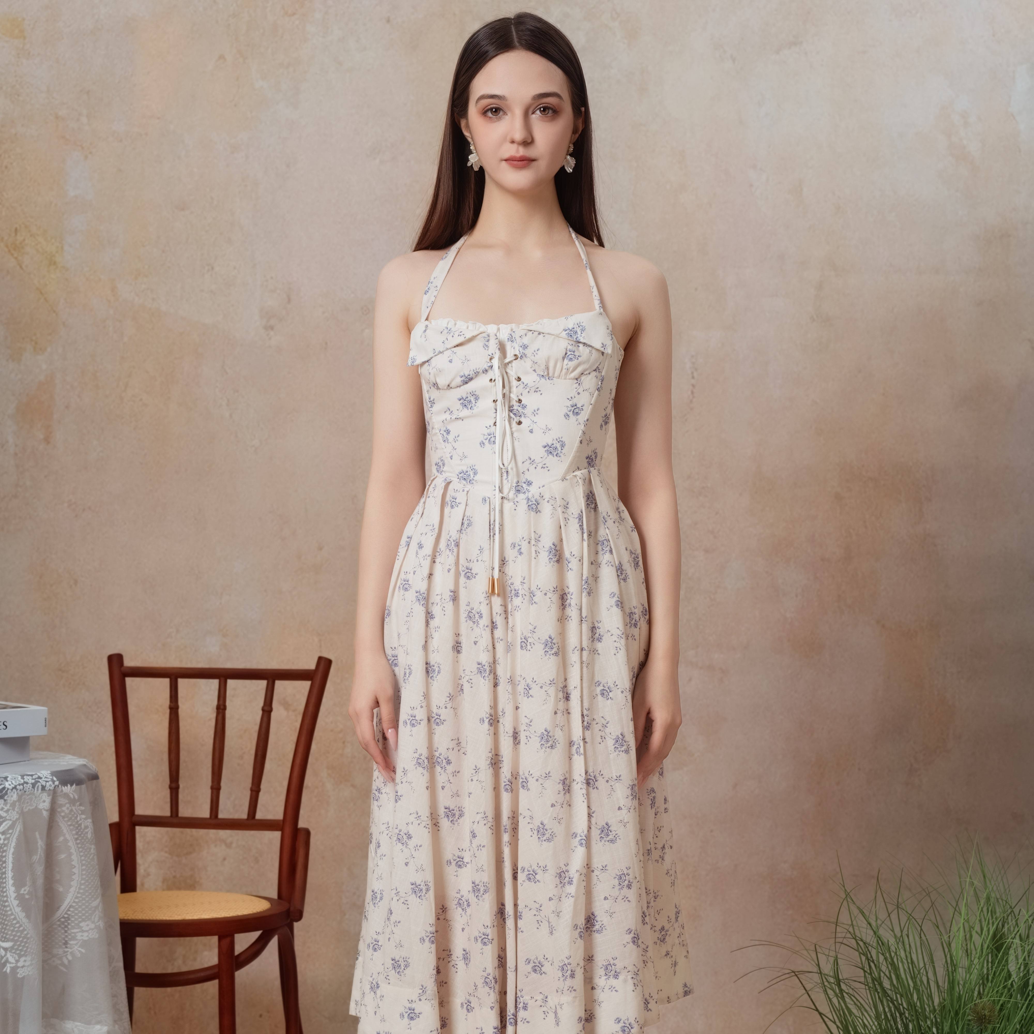 The Cobalt Dream Corset Dress-LuminaVenus  Elegant Dresses Women Beach Outfits Outfit Classy  Slim Fit Women Rehearsal Dinner Dress Bohemian White Lace Vestidos Para Fiesta  Formal Piece birthday outfit Pleated Skirt