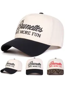 Unisex Brunettes Letter Embroidered Baseball Cap, Adjustable Outdoor Sun Protection Hat, Casual Fitted Woven Fabric for All Seasons, High Quality Hat