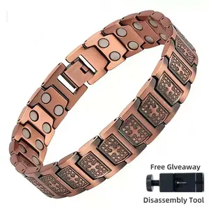 Men's Pure Copper Bracelet, Magnetic Cross Bracelet with 3500 Gauss Magnets, Stylish Men's Bracelet, Detachable Bracelet, le for Daily Wear, Best Gift for Dad