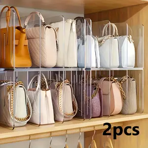 2-Pack Clear Acrylic Handbag Organizer - Space-Saving Wardrobe Divider for Purses/Wallets, Transparent Storage Rack for Home/Retail Display, Portable No-Electricity Closet Organizer