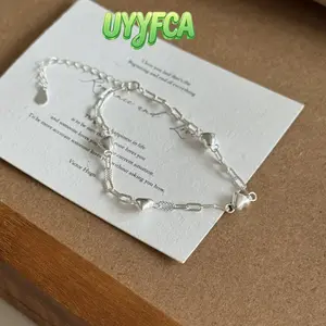 Women's Heart Bracelet, Dainty Silver Tone Paperclip Chain, Minimalist Adjustable Delicate Jewelry, Versatile Accessory for Daily Wear and Gifting,summerwins