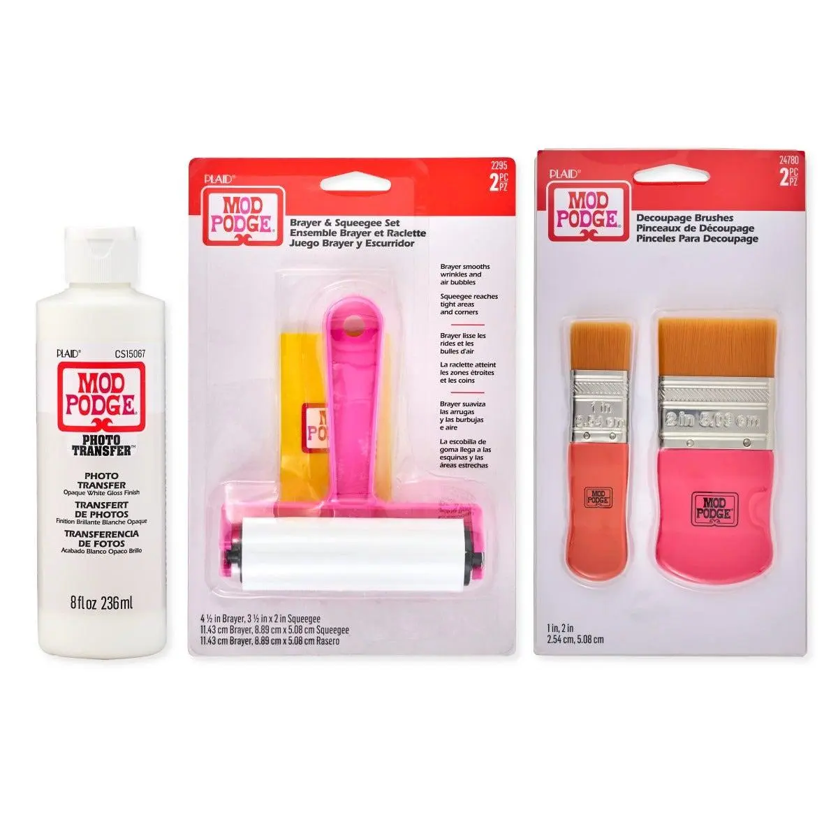 Mod Podge® 8 oz Water-Based Photo Transfer Kit - Home Supplies Arts and Crafts Tool for Crafters, Decals, Decoupage Fabric, Hard Surfaces, Simple Use, Smooth Finish, Easy Cleanup - PROMOMP15067, Simple, Smooth Finish
