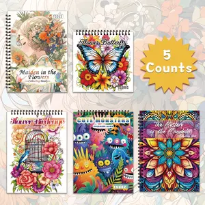 Floral & Butterfly Pattern Coloring Book, 5 Counts/set 30 Pages Coloring Book, DIY Painting Supplies for Adults & Teens