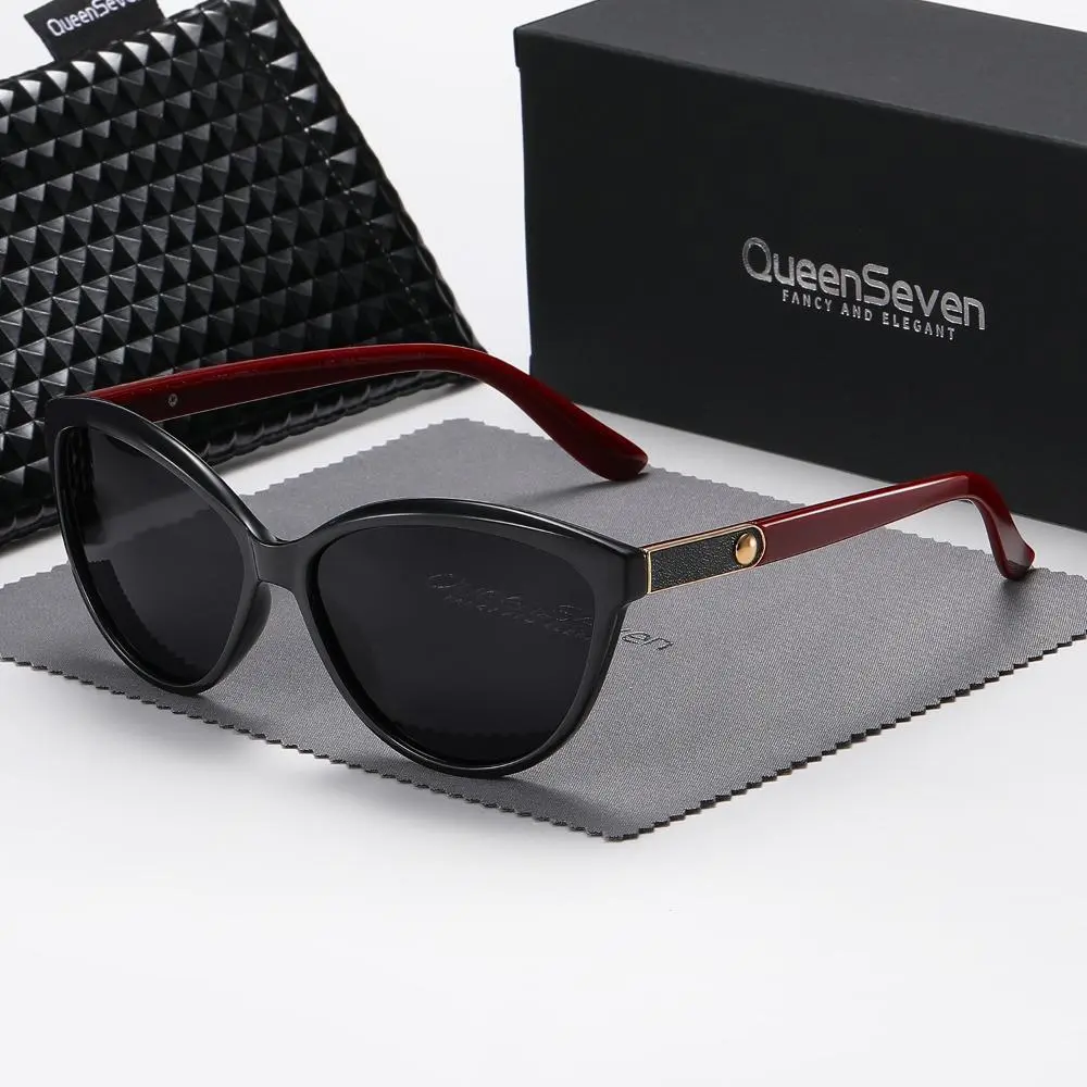 QueenSeven New Unisex Leather Inlaid Polarized Sunglasses Vintage Sunglasses with UV400