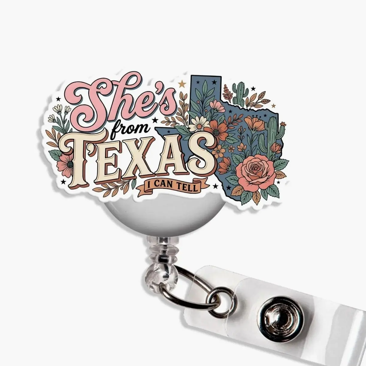 She's From Texas I Can Tell Badge Reel Cowgirl Western Southern Girl Country Aesthetic Badge Holder Scale for Nurse Teacher