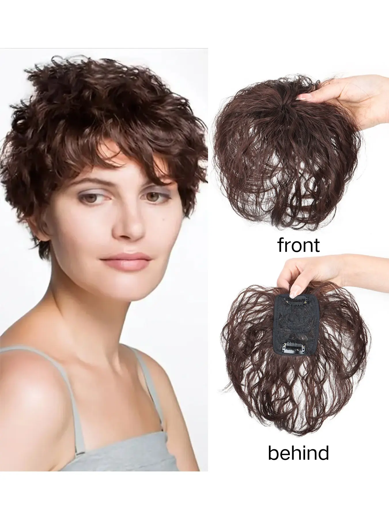 Unisex Synthetic Hairpieces Cover Roots Corn Curl Short Curly Synthetic Fiber Wig Patch Two Cards Fill-In Extension Synthetic Hair Texture Topper