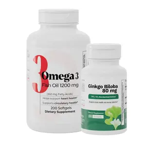 Omega-3 Fish Oil 1200 mg & Ginkgo Biloba 80 mg Bundle for Brain Health Memory Focus and Cognitive Support Supplements - Healthcare, Fitness, Dietary