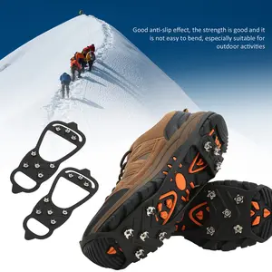 Non-Slip Traction Spikes for Boots & Shoes, 8-Steel Studs Gripper Crampons for Winter Hiking, Climbing, Ice Fishing, Snow & Ice Safety, Durable Traction Cleats